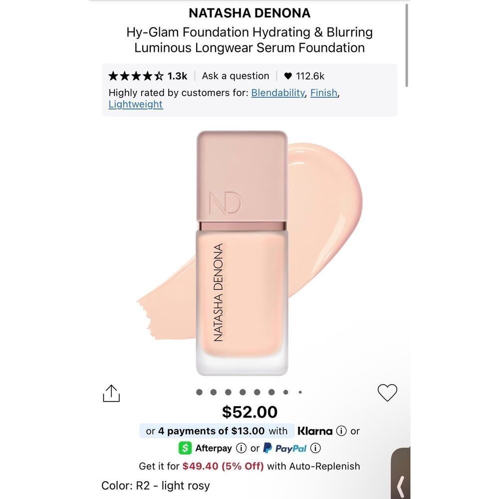 Natasha Denonna Foundation R2 light rosy